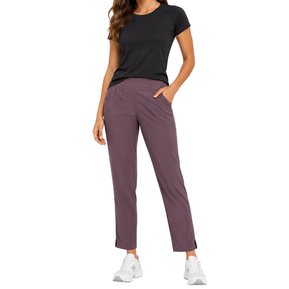 Eddie Bauer Traveler Ankle Pants Women Size L Purple Athleisure Casual Stretch